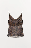 ANIMAL PRINT LINGERIE-STYLE TOP