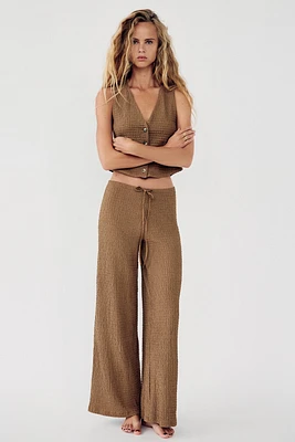 TEXTURED STRAIGHT LEG PANTS