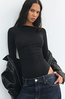 RUCHED ASYMMETRIC SOFT BODYSUIT