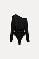 RUCHED ASYMMETRIC SOFT BODYSUIT