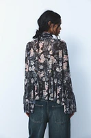 PRINTED TULLE BLOUSE