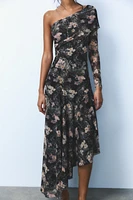 ASYMMETRIC PRINTED TULLE DRESS