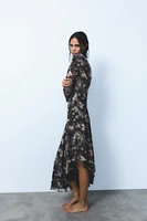 ASYMMETRIC PRINTED TULLE DRESS