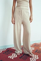 TEXTURED WIDE LEG PANTS