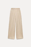 TEXTURED WIDE LEG PANTS