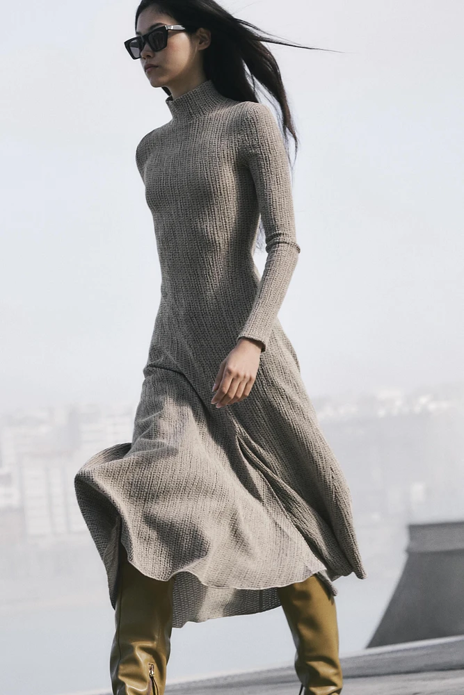 TEXTURED ASYMMETRIC DRESS