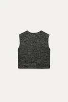 TEXTURED WEAVE VEST TOP WITH BUTTONS