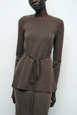 BELTED SOFT SWEATER