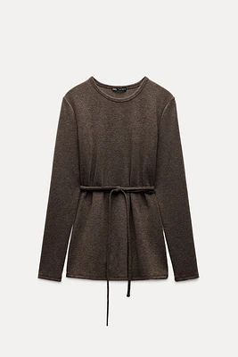 BELTED SOFT SWEATER