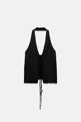 TEXTURED HALTER TOP