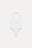 SEAMLESS JEWEL HALTER BODYSUIT