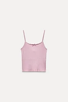 SEAMLESS RIB BOW CROP TOP