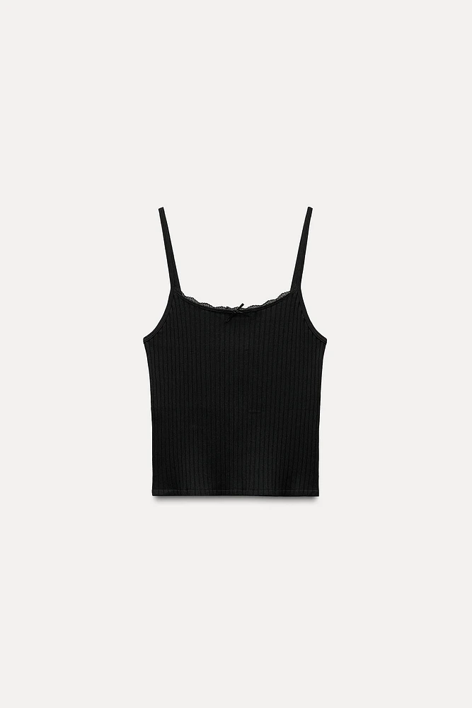 SEAMLESS RIB BOW CROP TOP