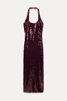 SEQUIN HALTER DRESS