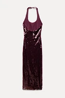 SEQUIN HALTER DRESS