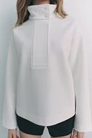 HIGH COLLAR CREPE SWEATSHIRT