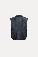 TOPSTITCH DENIM TOP ZW COLLECTION