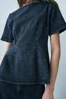 DENIM PEPLUM TOP ZW COLLECTION