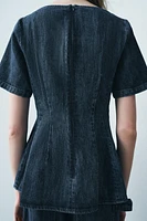 DENIM PEPLUM TOP ZW COLLECTION