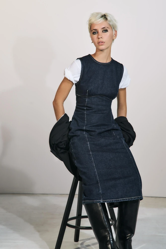 TRF DENIM MIDI DRESS