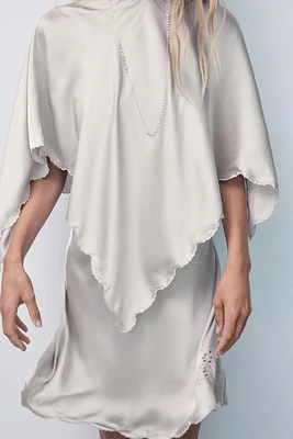 EMBROIDERED SATIN EFFECT CAPE