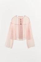 JEWEL BUTTON ORGANZA CARDIGAN