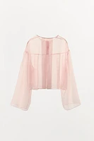 JEWEL BUTTON ORGANZA CARDIGAN