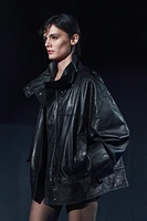 100% LEATHER OVERSIZE JACKET ZW COLLECTION