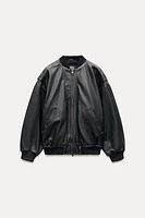 OVERSIZED LEATHER BOMBER JACKET