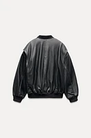 OVERSIZED LEATHER BOMBER JACKET