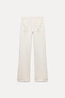 LINEN BLEND WIDE LEG MID-RISE PANTS