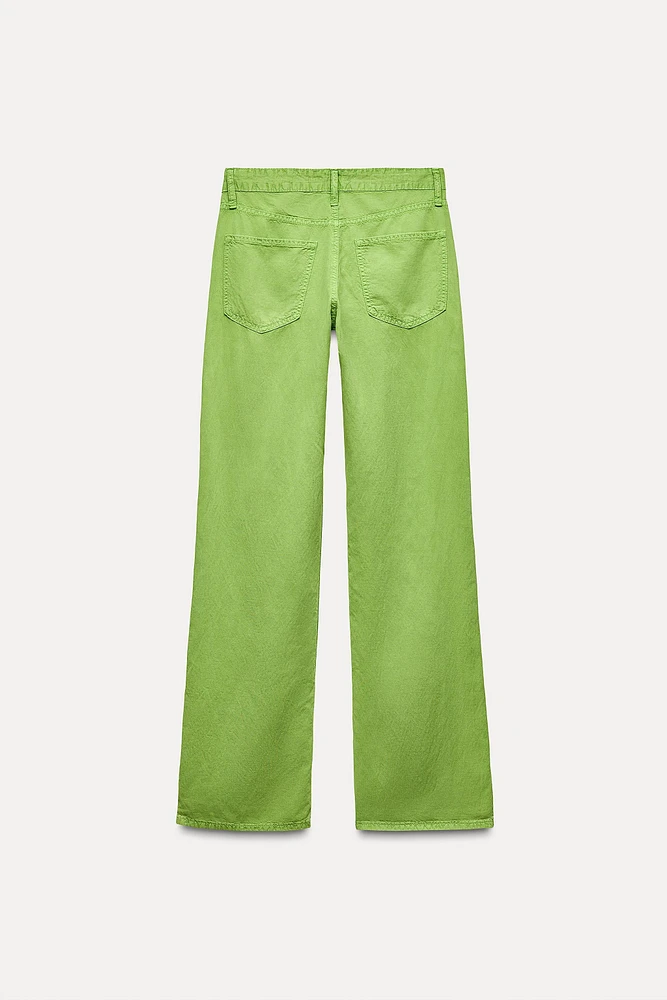 WIDE LEG MID RISE PANTS