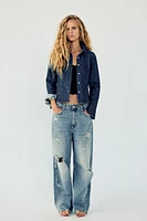 TRF MID WAIST BAGGY RIPPED BALLOON JEANS