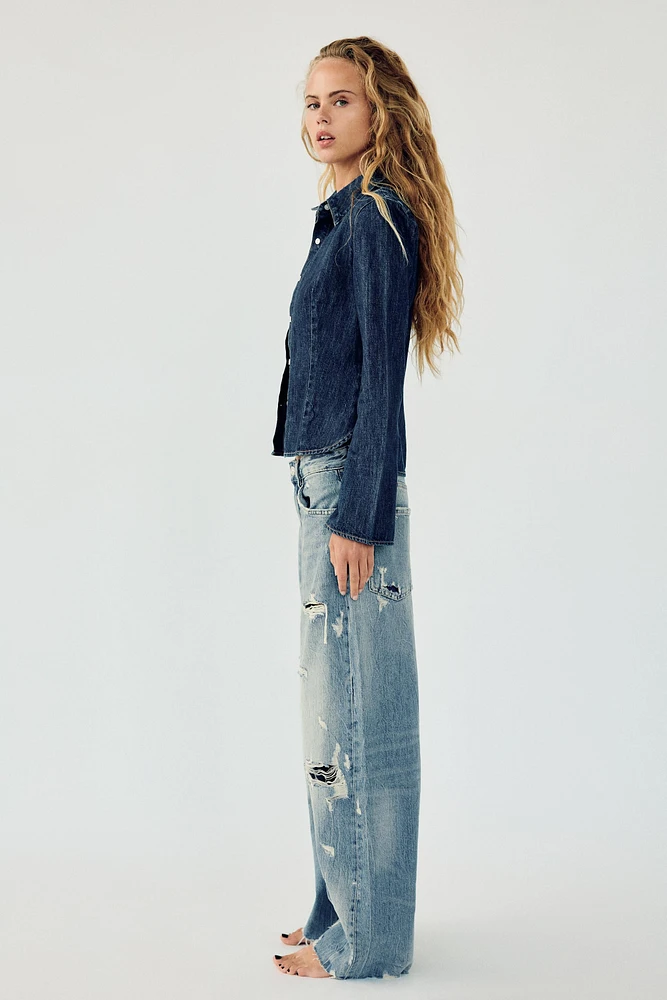 TRF MID WAIST BAGGY RIPPED BALLOON JEANS