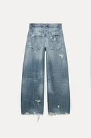 TRF MID WAIST BAGGY RIPPED BALLOON JEANS