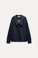 TRF DENIM SHIRT WITH BIB COLLAR