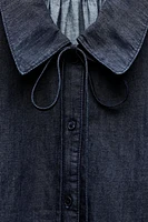 TRF DENIM SHIRT WITH BIB COLLAR