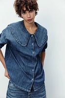 TRF DENIM SHIRT WITH BIB COLLAR