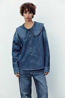 TRF DENIM SHIRT WITH BIB COLLAR