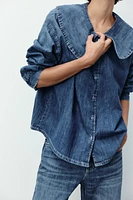 TRF DENIM SHIRT WITH BIB COLLAR