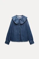 TRF DENIM SHIRT WITH BIB COLLAR