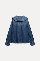 TRF DENIM SHIRT WITH BIB COLLAR