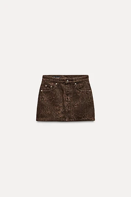 TRF ANIMAL PRINT DENIM MINI SKIRT