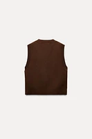 SLEEVELESS PLAIN KNIT SWEATER VEST