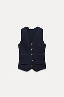 GOLD BUTTON KNITTED VEST TOP