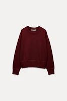 BASIC PLAIN KNIT SWEATSHIRT