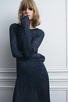 LONG KNIT DRESS WITH SEQUINS