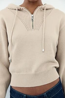 HOODED KNIT SWEATER