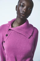 KNIT SWEATER WITH ASYMMETRICAL COLLAR