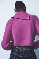 KNIT SWEATER WITH ASYMMETRICAL COLLAR